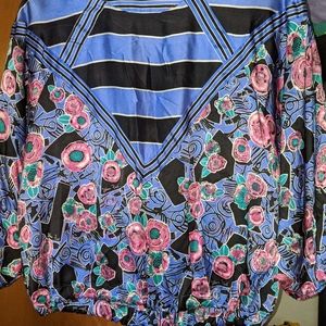 Colorful print silk blouse